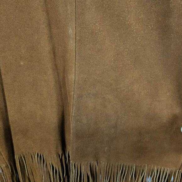Vtg Suede Leather Jacket Womens Medium Tan Fringe Button Nylon Lining Western - Picture 15 of 15
